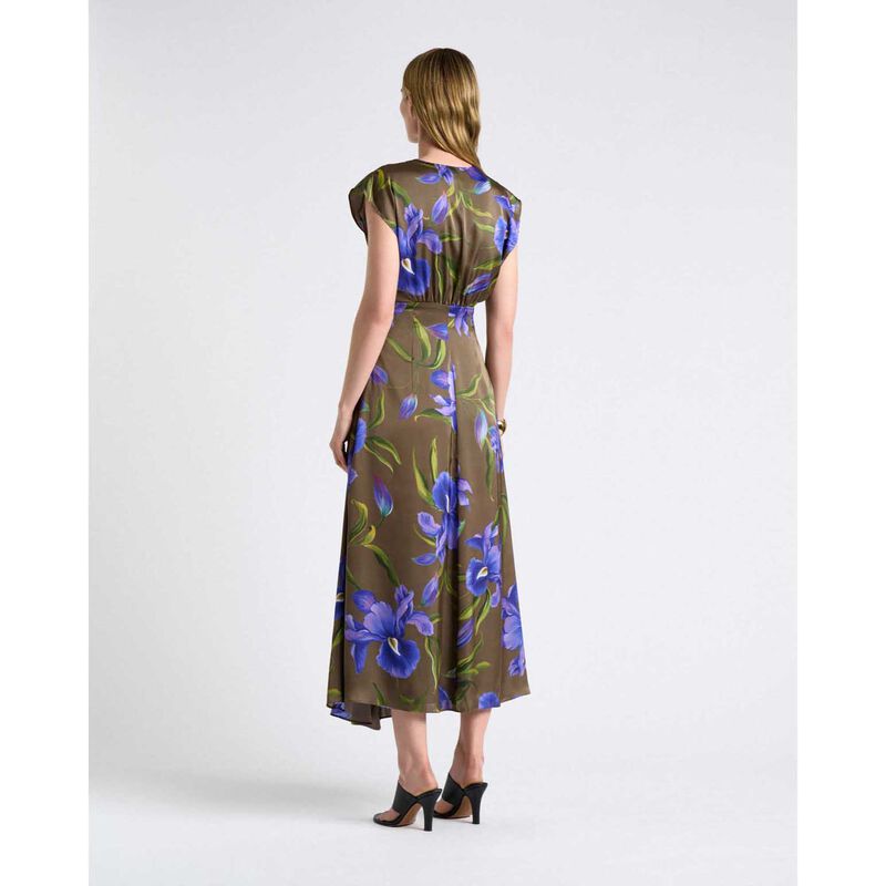 Cue Olive Iris Serenade Satin Midi Dress image number 1